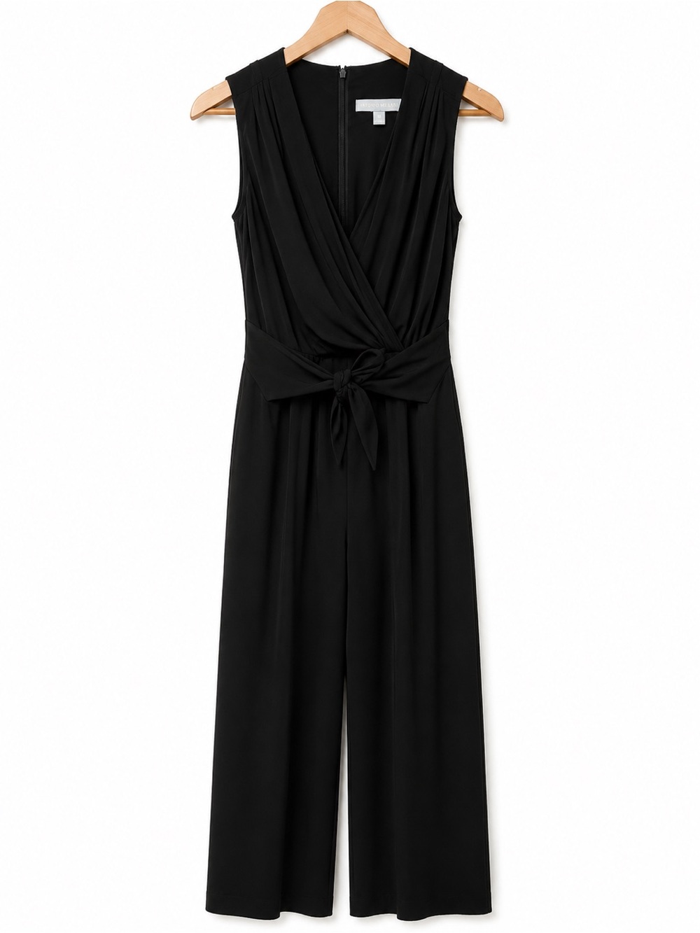 ANTONIO MELANI Black Sleeveless Wrap Jumpsuit with Tie Waist